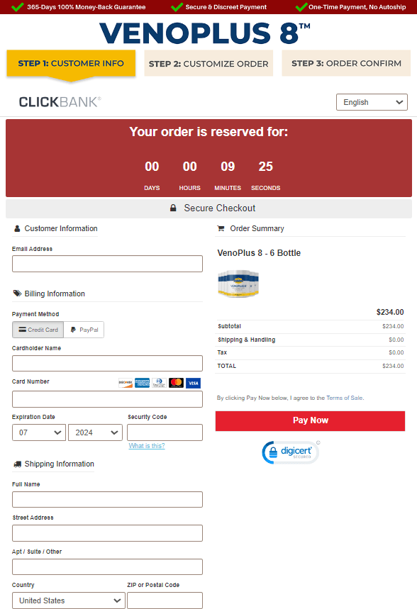 Venoplus 8 order page
